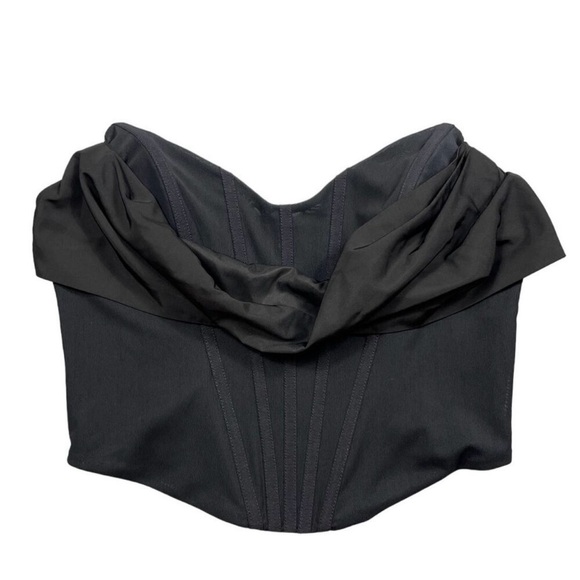 NWT REVOLVE Womens Size L Hailee Bustier Top Black Strapless Draped Corset Boned - Picture 2 of 5